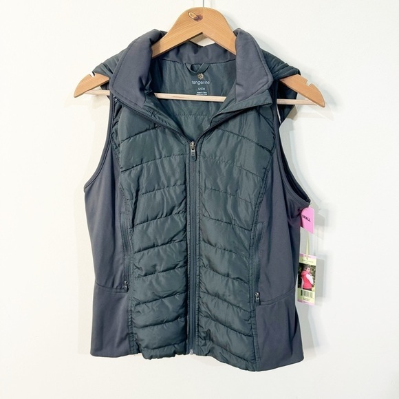 Tangerine Olive Green Puffer Hooded Vest Size Small NWT - Picture 1 of 7